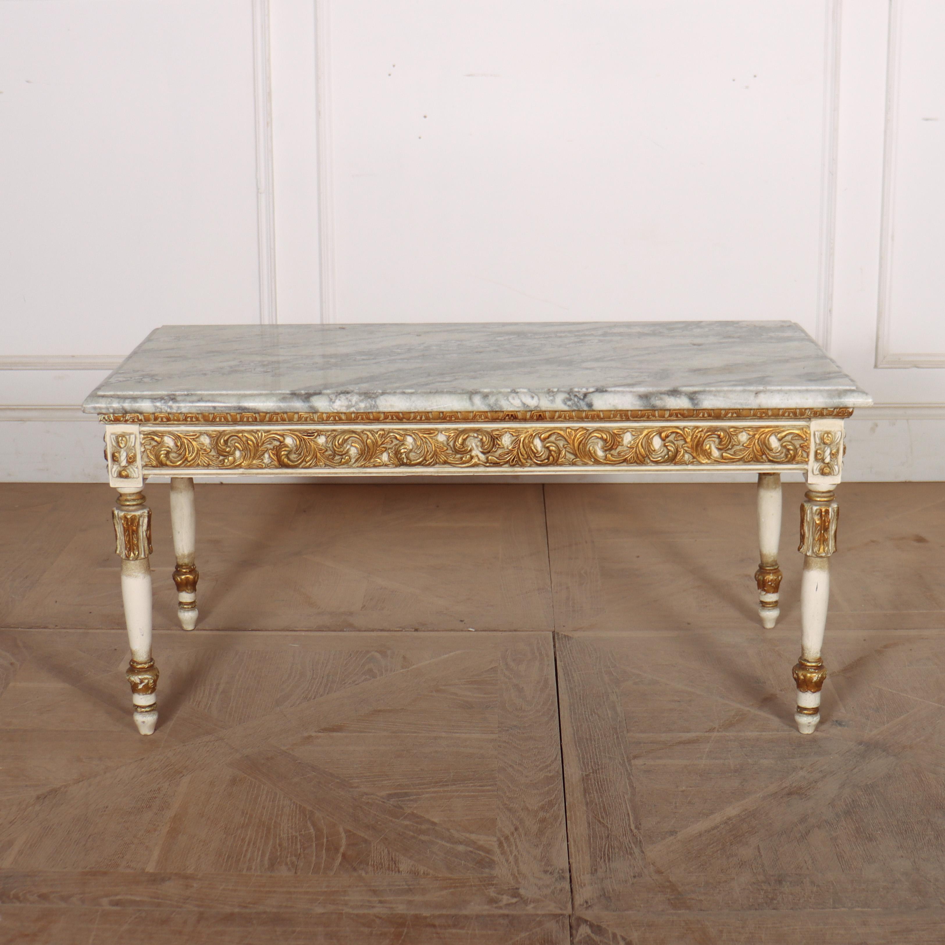 French Decorated Marble Topped Coffee Table For Sale 3