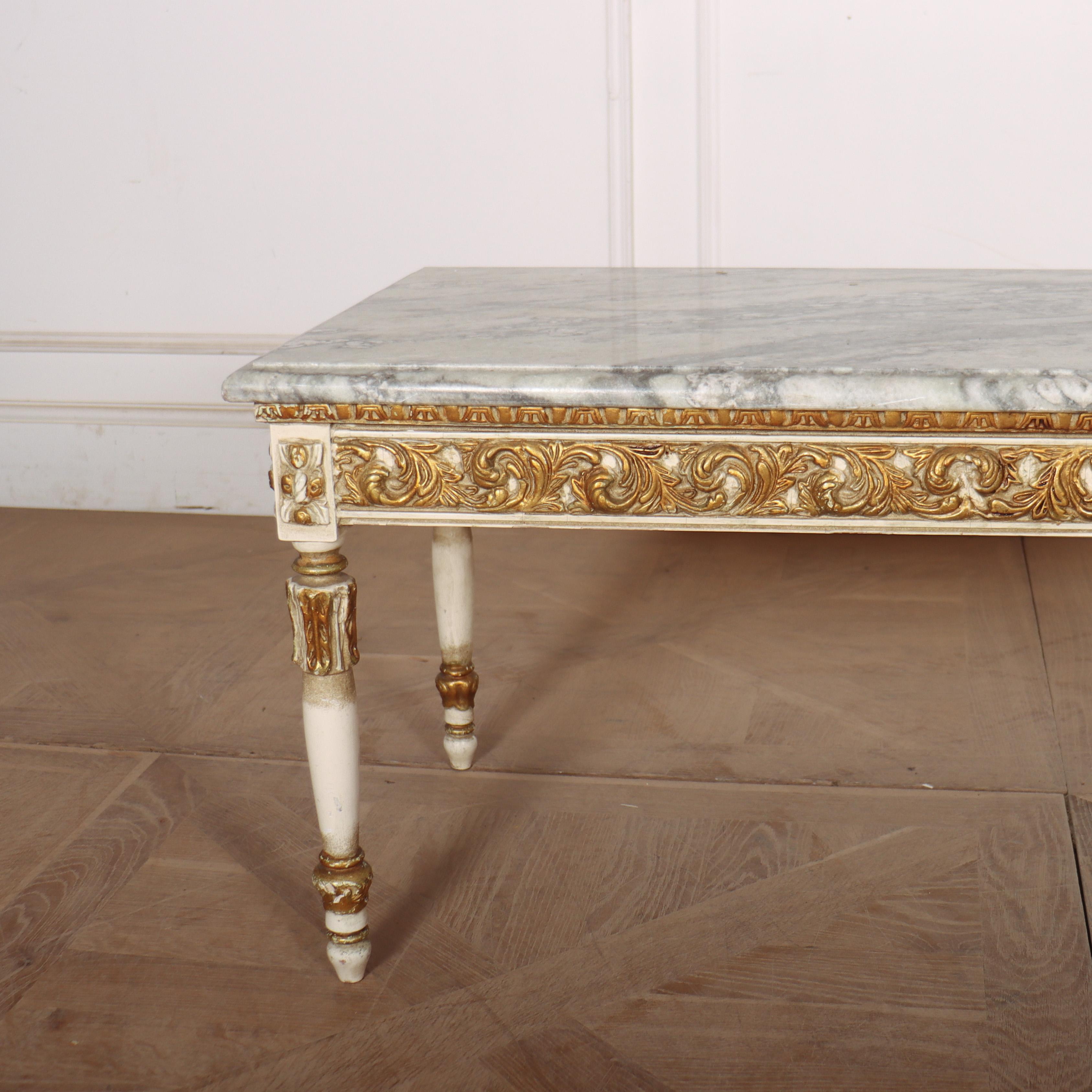 French Decorated Marble Topped Coffee Table For Sale 4
