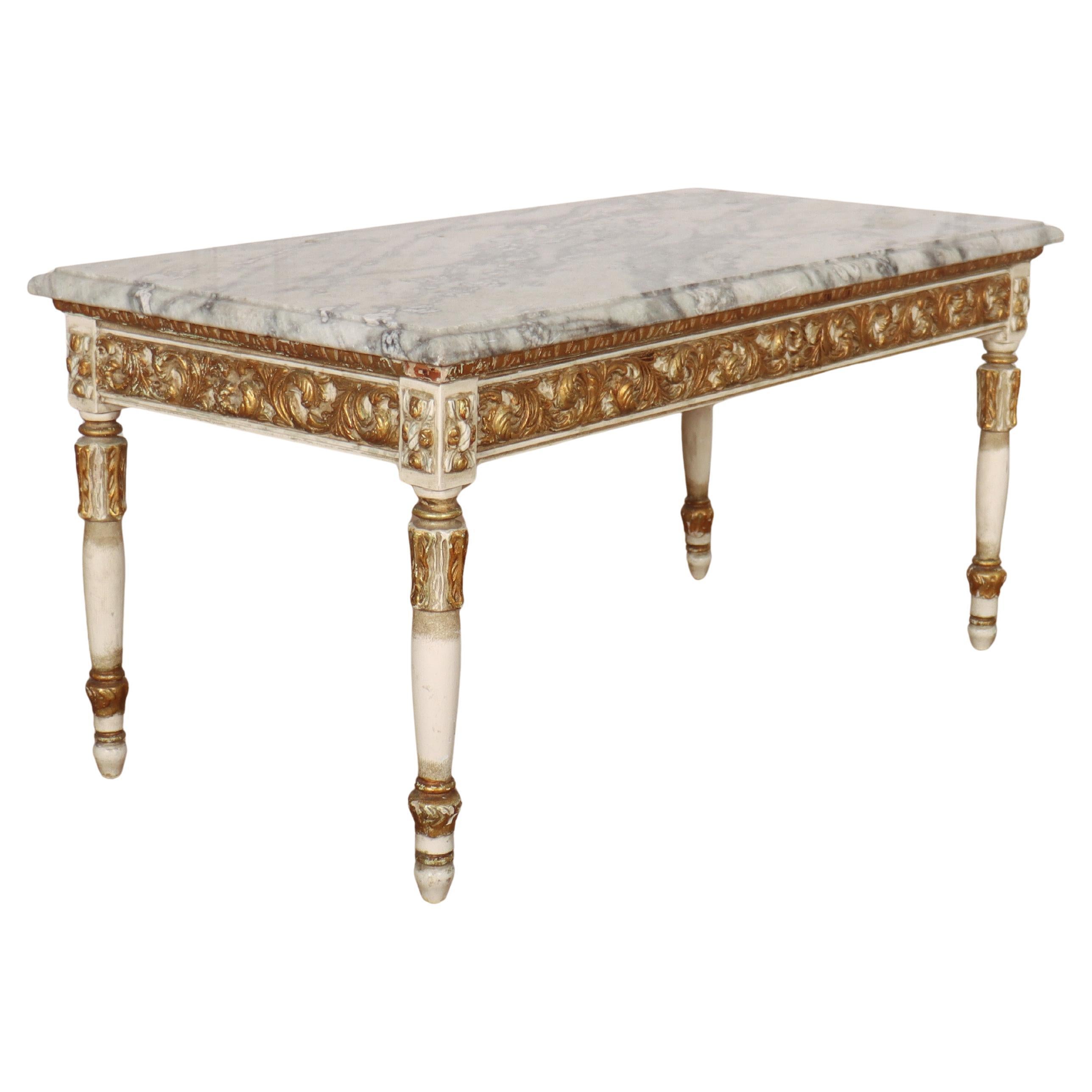 French Decorated Marble Topped Coffee Table For Sale