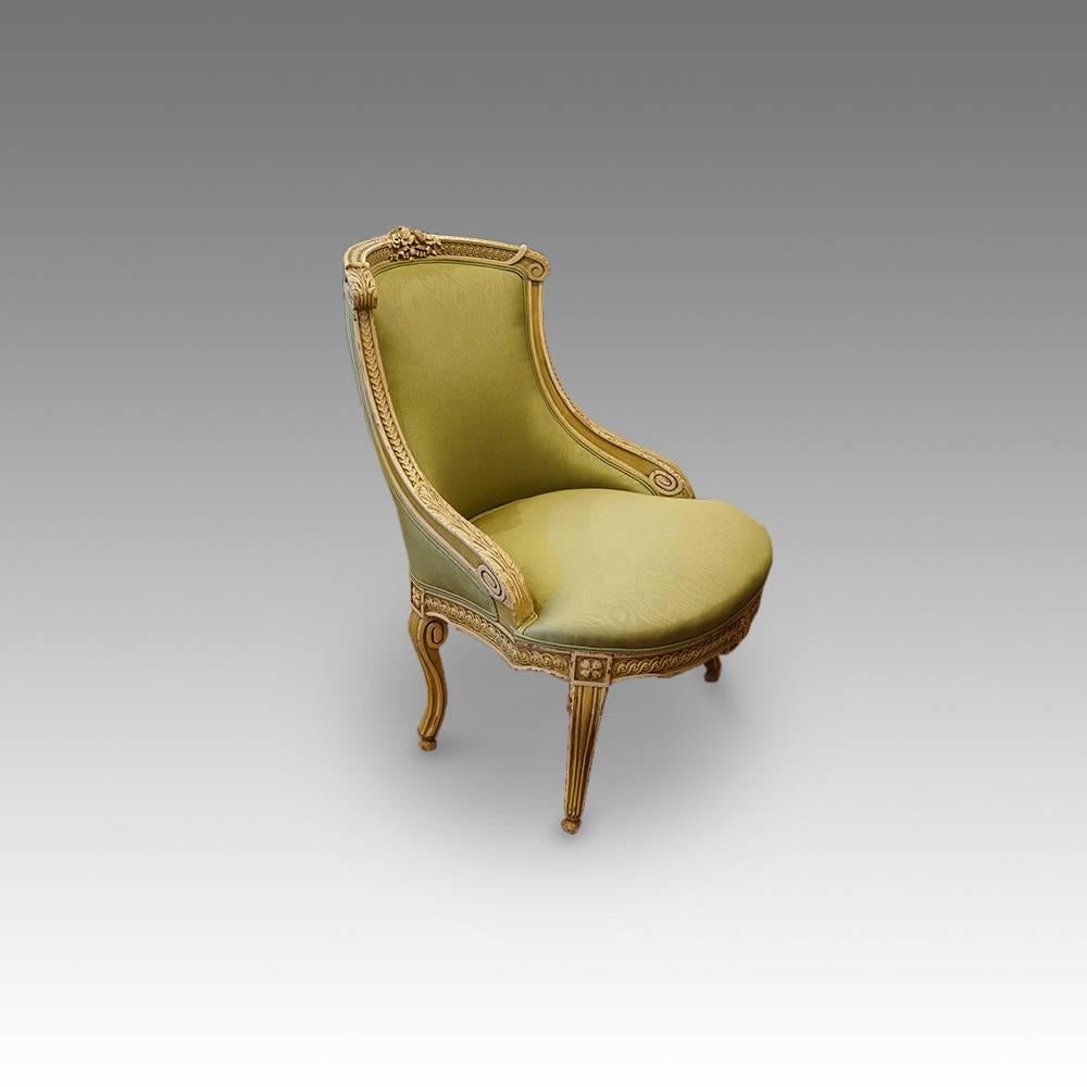 Walnut French Decorated Salon Chair