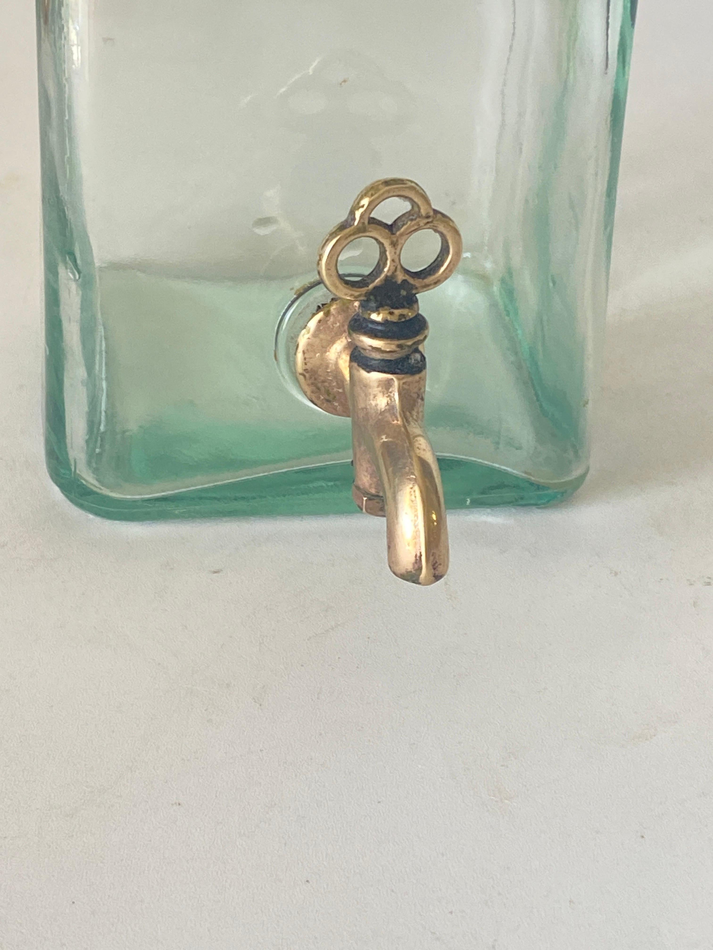 French Provincial French Decorative Bottle with a Brass Faucet, 1930s For Sale