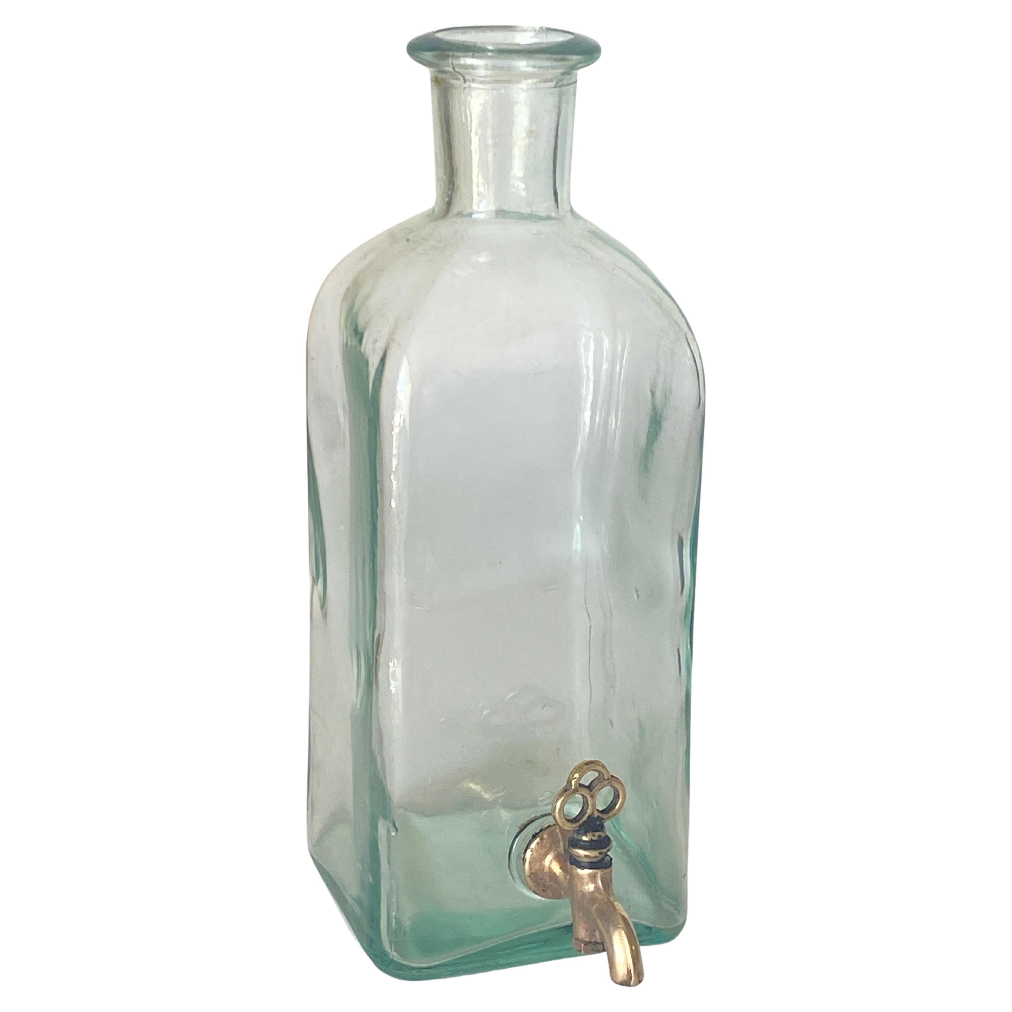 French Decorative Bottle with a Brass Faucet, 1930s For Sale
