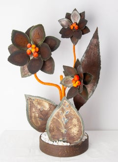 French Decorative Bunch Hand-Made Centerpiece, Metal & Ceramic, circa 1970