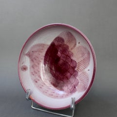 Französische dekorative Keramikschale mit Vogelmotiv der Frères Cloutiers, ca. 1970er Jahre