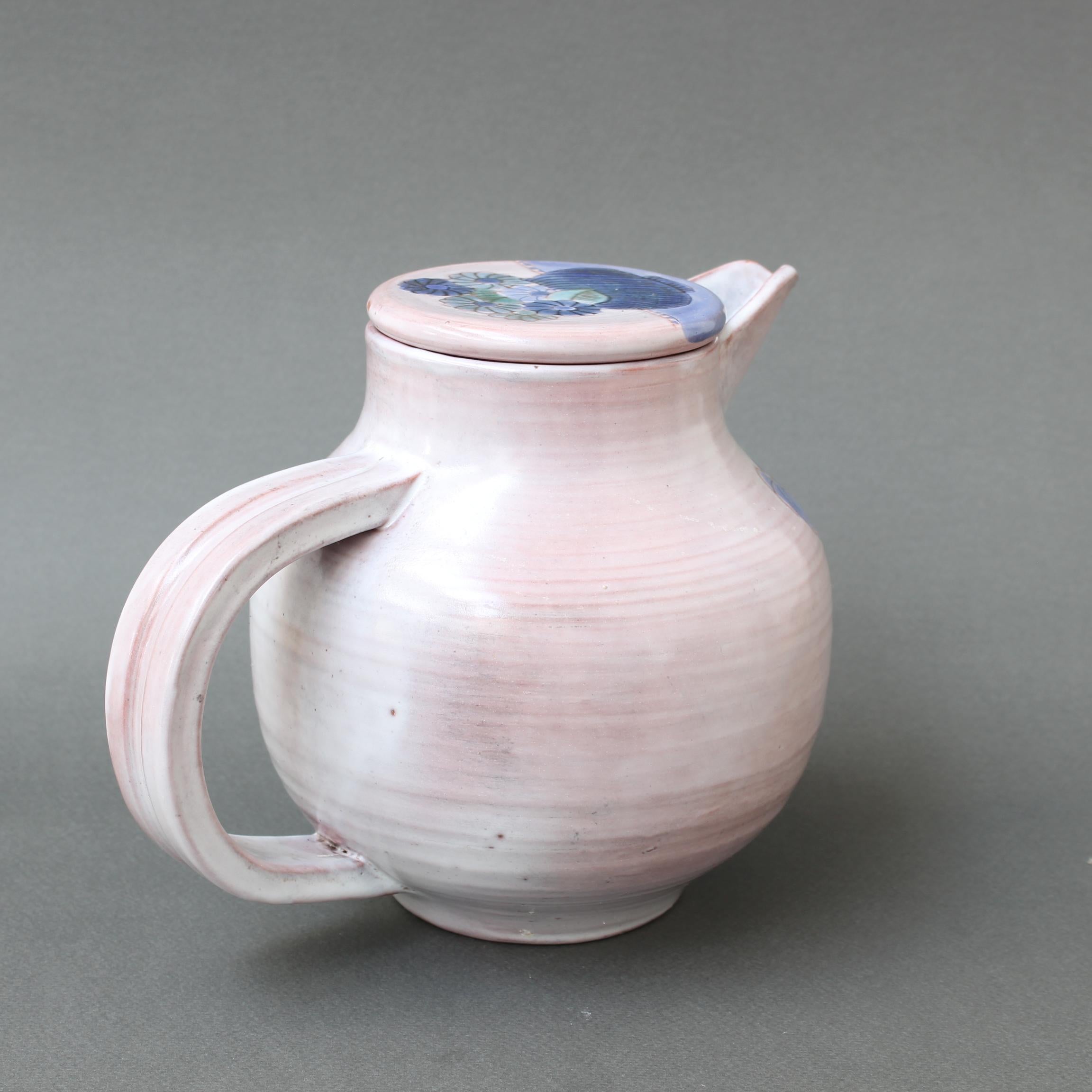 Late 20th Century French Decorative Ceramic Pitcher by the Cloutier Brothers (circa 1970s) For Sale