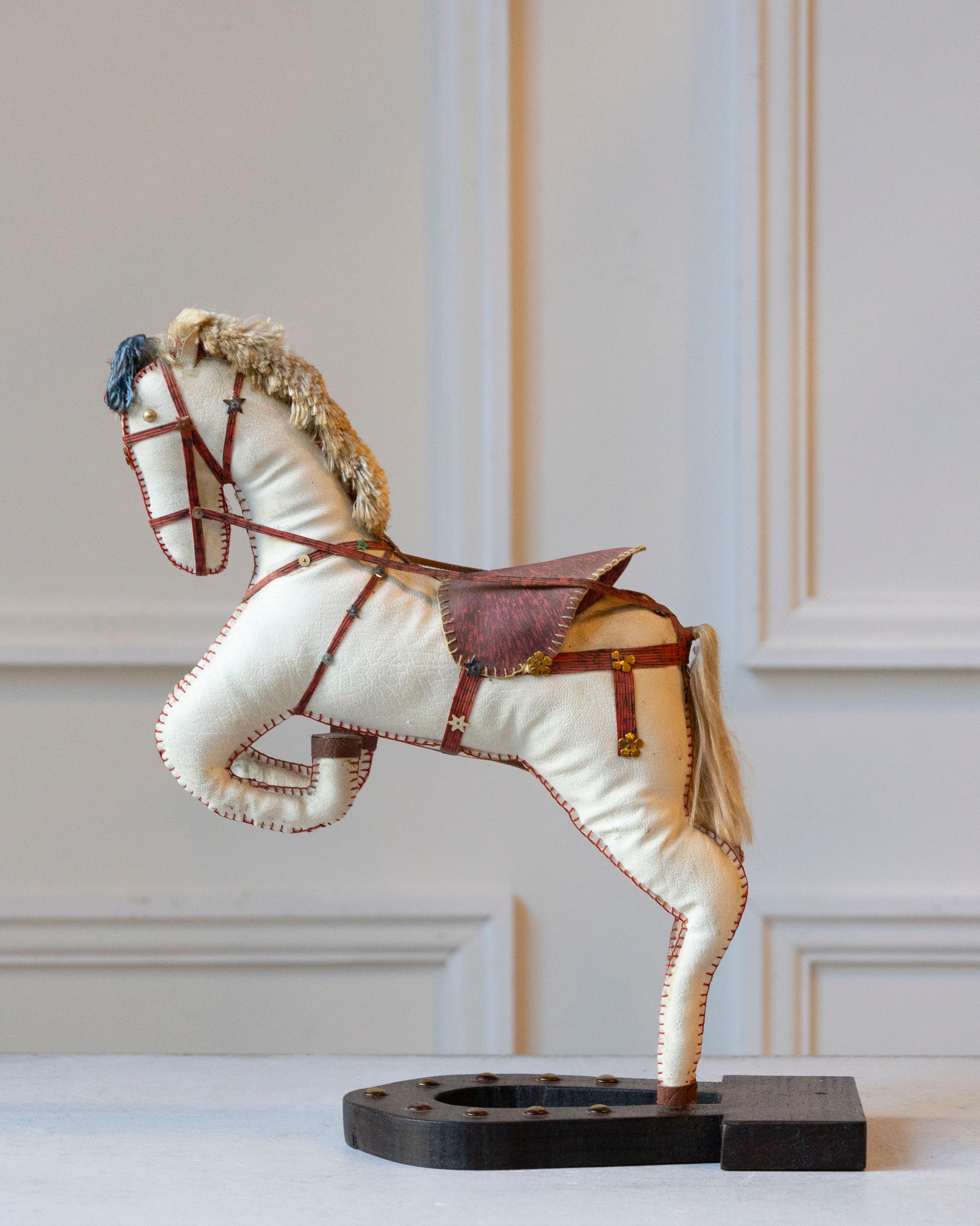 French Decorative Horse in Moleskin with Saddle and Harness, 20th Century In Good Condition For Sale In Atlanta, GA