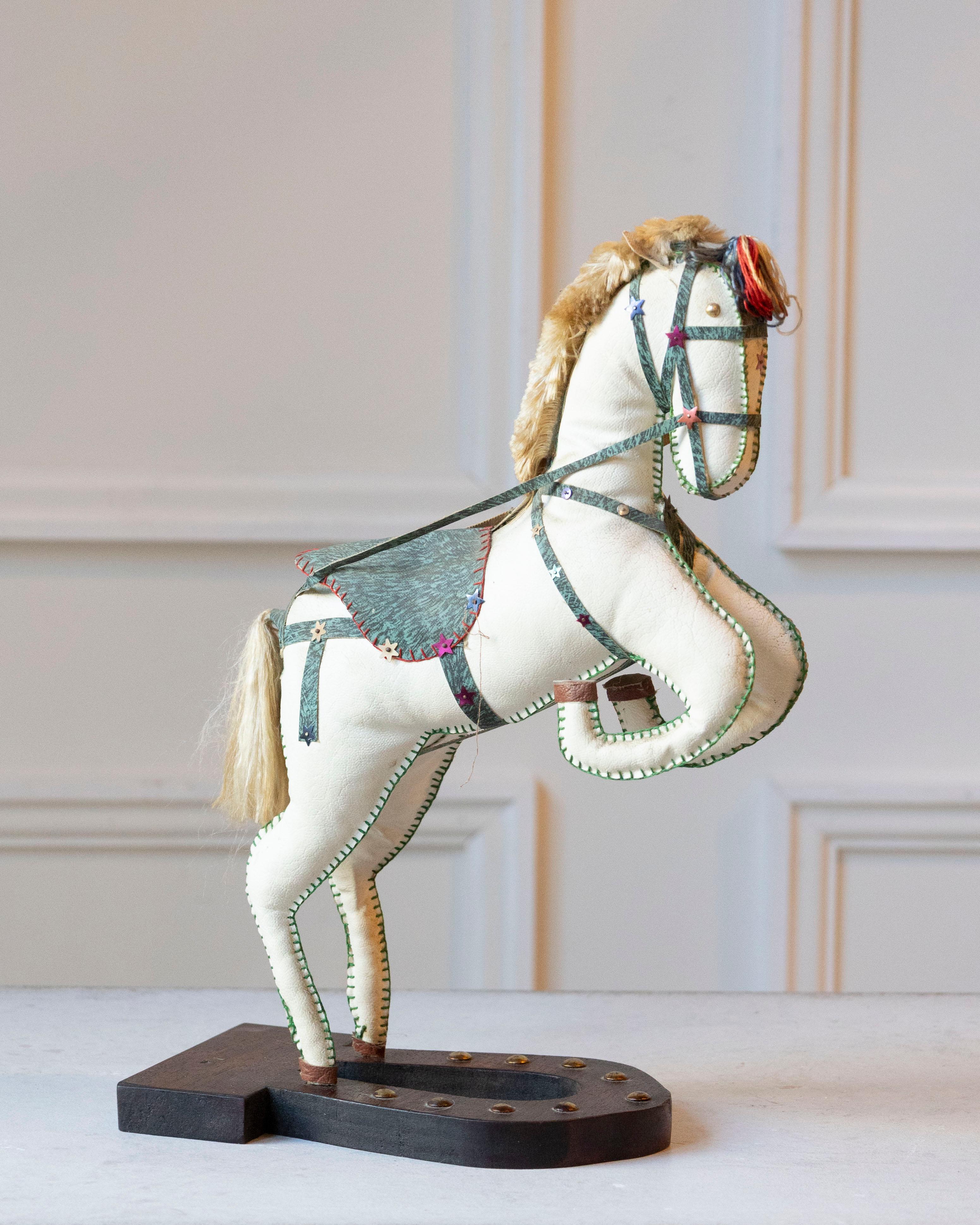 French Decorative Horse in Moleskin with Saddle and Harness, 20th Century In Good Condition For Sale In Atlanta, GA