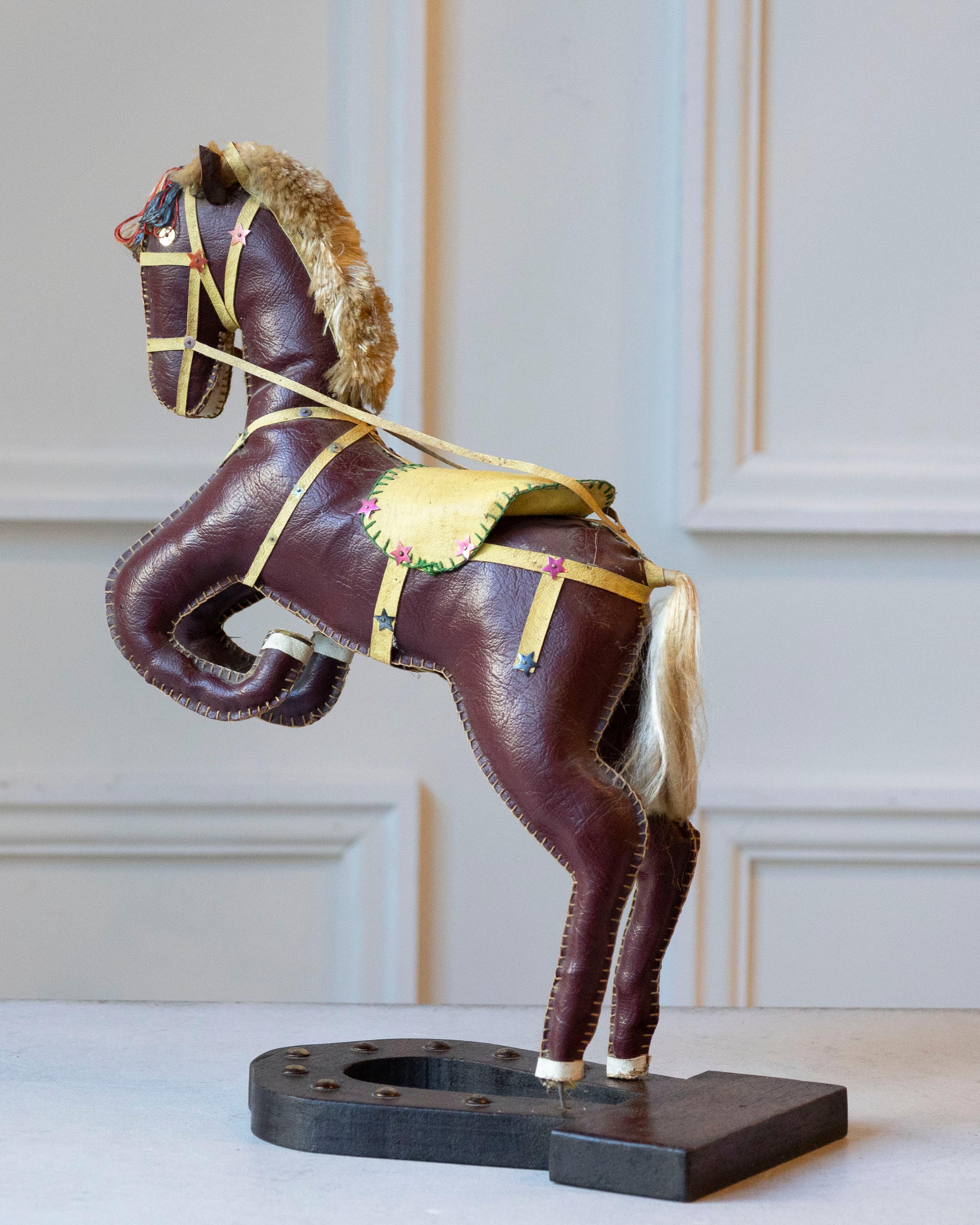French Decorative Horse in Moleskin with Saddle and Harness, 20th Century In Good Condition For Sale In Atlanta, GA