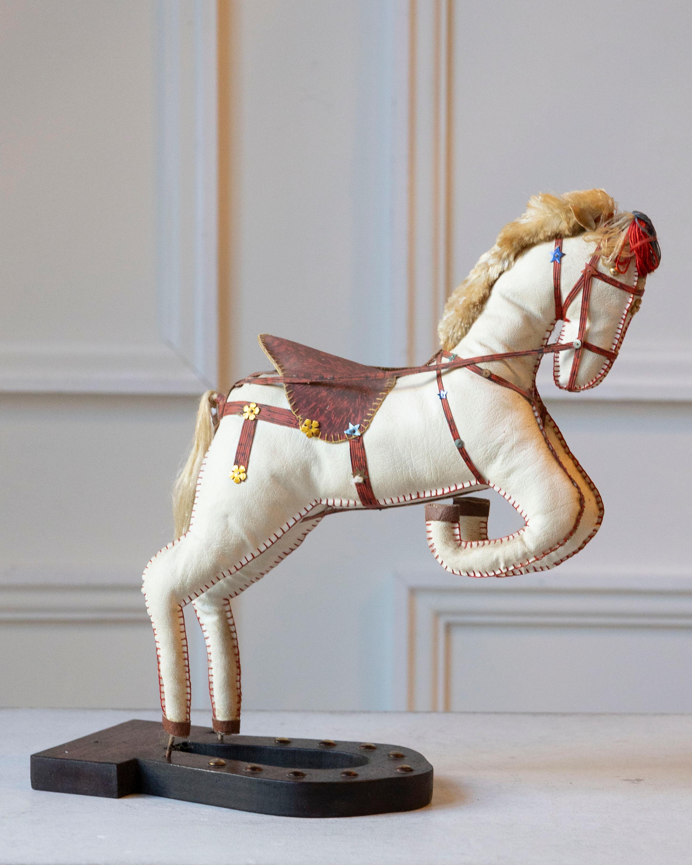 French Decorative Horse in Moleskin with Saddle and Harness, 20th Century For Sale 1