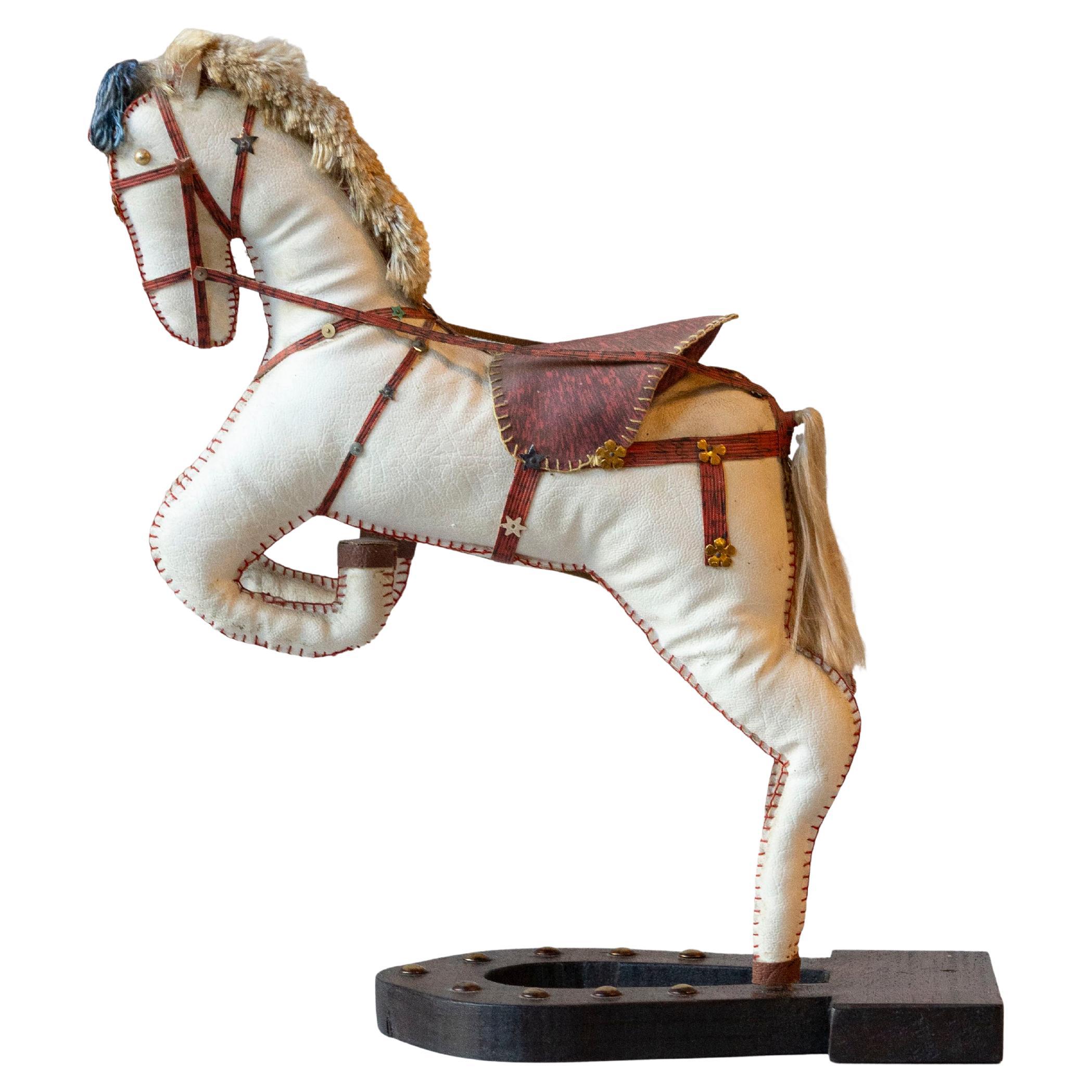 French Decorative Horse in Moleskin with Saddle and Harness, 20th Century For Sale