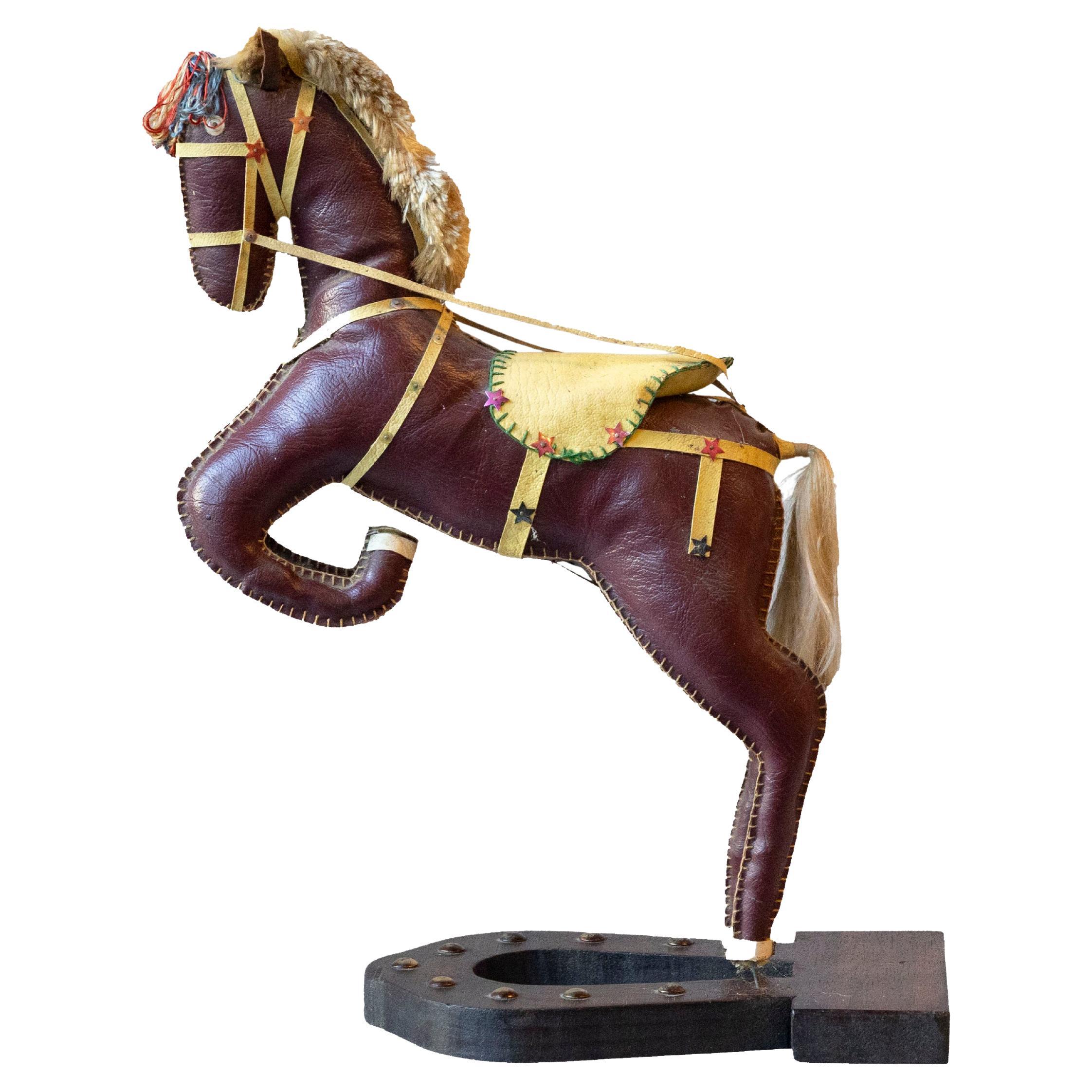 French Decorative Horse in Moleskin with Saddle and Harness, 20th Century