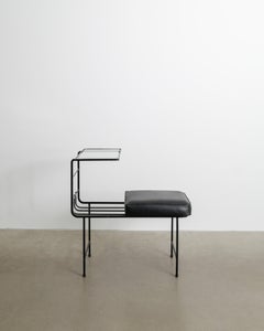 French Decorative Mid Century Black Console Bench by Mathieu Matégot, 1950s