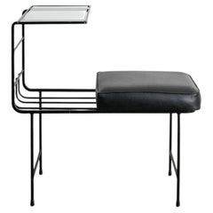 French Decorative Mid Century Black Console Bench by Mathieu Matégot, 1950s