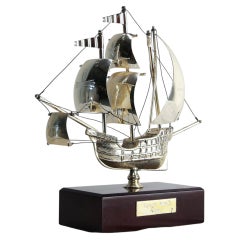 French Decorative Model Silver Boat on Pedestal, circa 1980