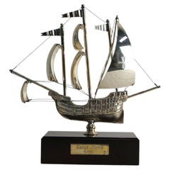 French Decorative Model Silver Boat on Pedestal, circa 1980