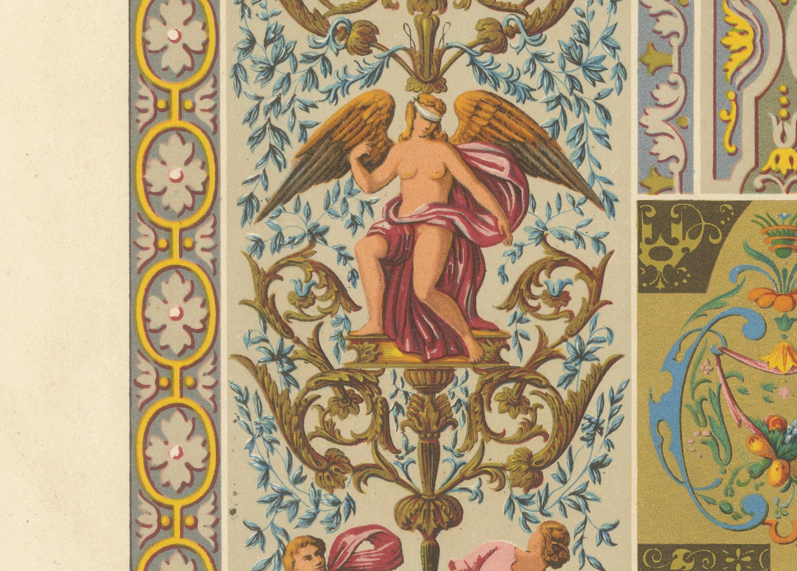 Französisches dekoratives Ornament - Barocke Tafelmuster, Tafel LXXVI, ca.1869 (Papier) im Angebot