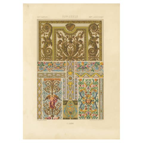 French Decorative Ornament – Baroque Panel Designs, Plate LXXVI, ca.1869