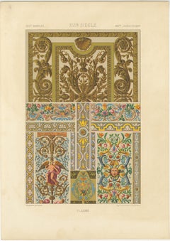 Ornementation décorative française - Designs de panneaux baroques, planche LXXVI, vers 1869