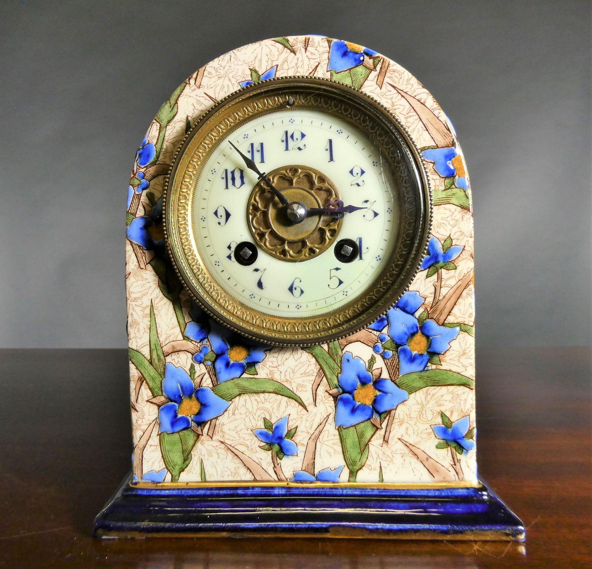French Decorative Porcelain Clock Garniture For Sale 7