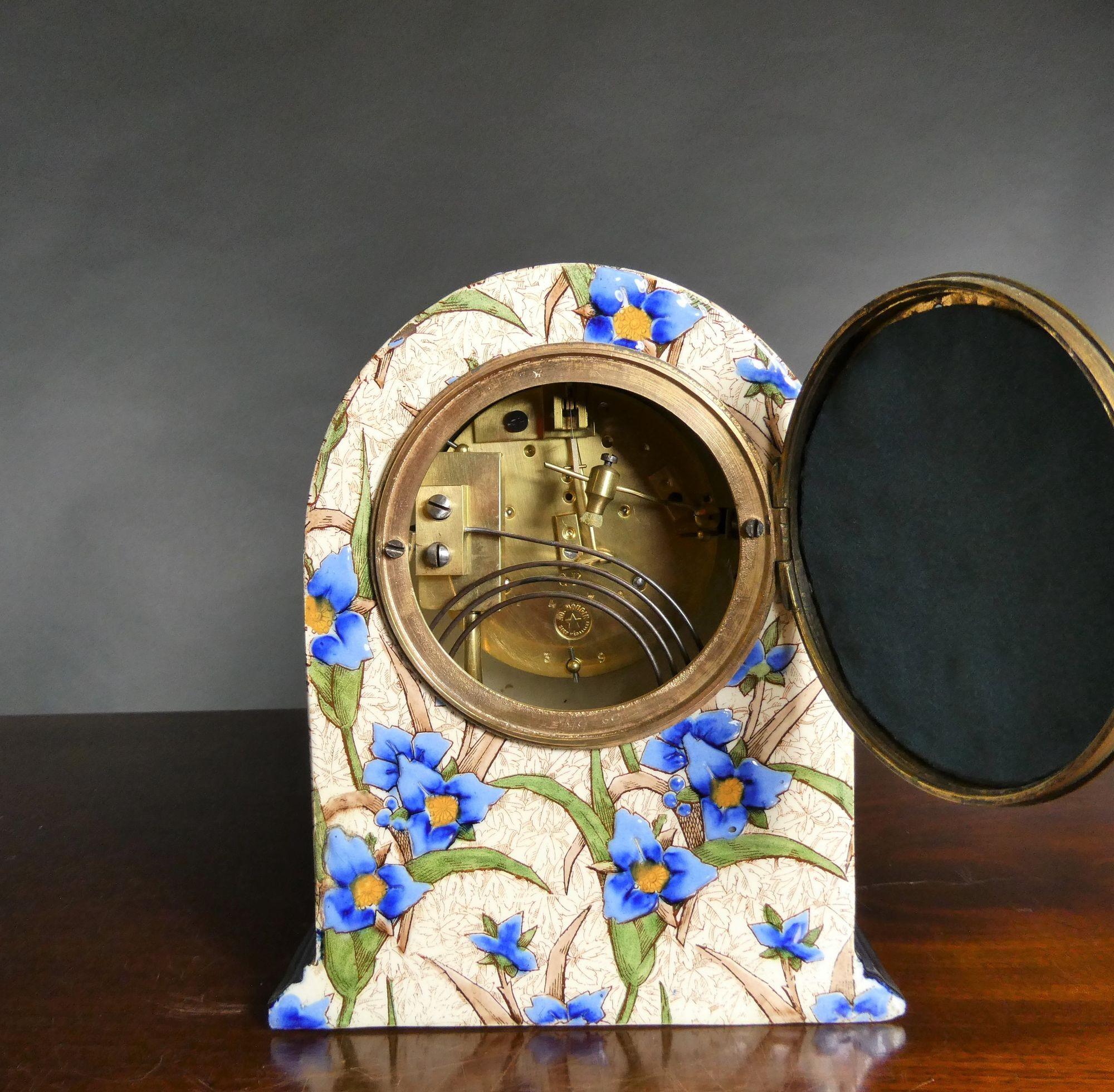 French Decorative Porcelain Clock Garniture For Sale 3