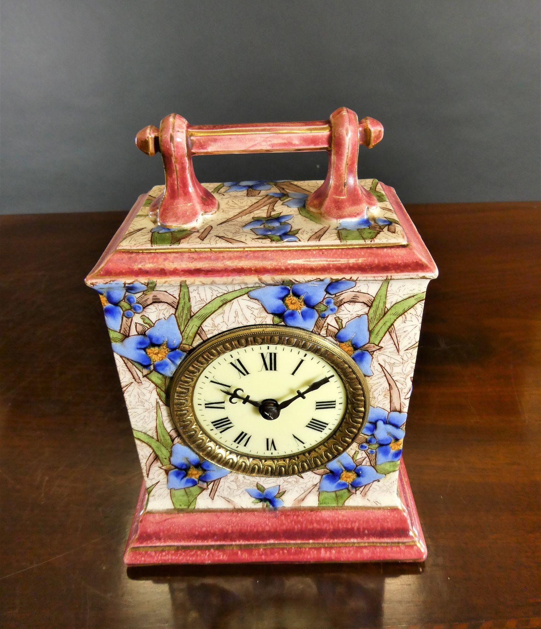 French Decorative Porcelain Mantel Clock For Sale 5