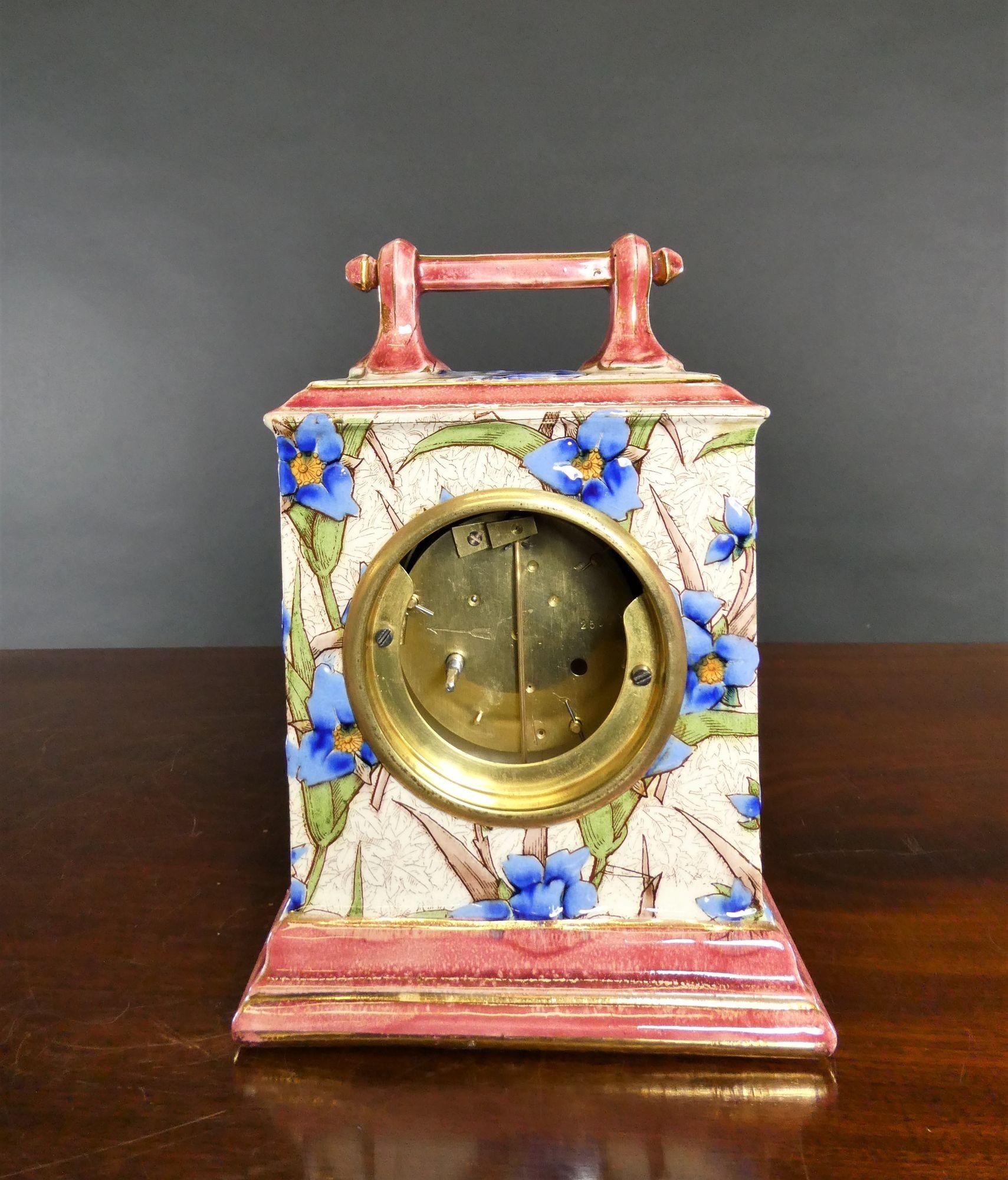 French Decorative Porcelain Mantel Clock For Sale 1