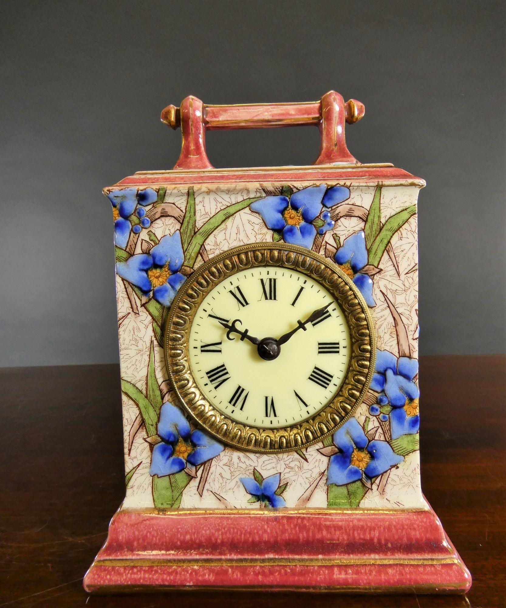 French Decorative Porcelain Mantel Clock For Sale 4