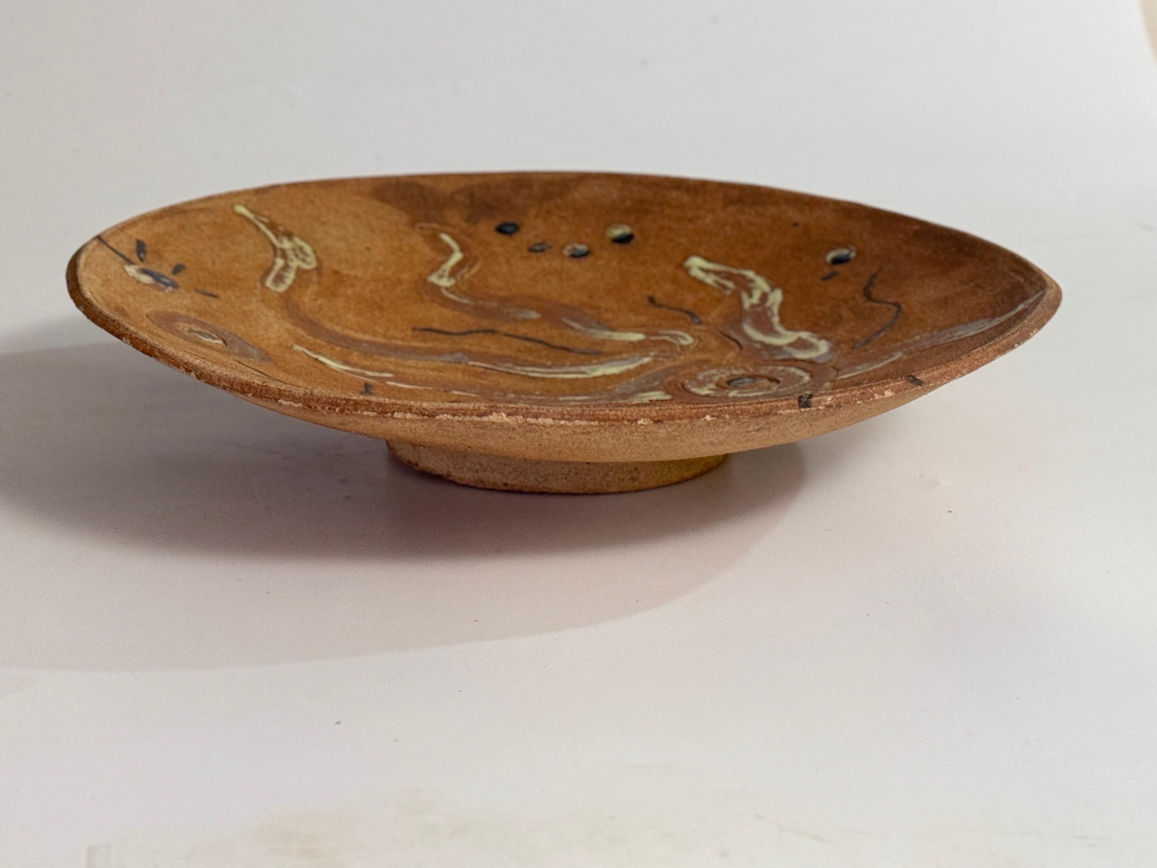 Mid-20th Century French Decorative Pottery Dish Vide-Poche Jean Lurçat Style C. 1960s For Sale