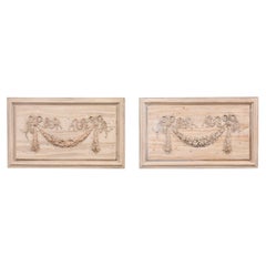 French Decorative Swag Motif Painted Wall Panels, Mid 20th C.