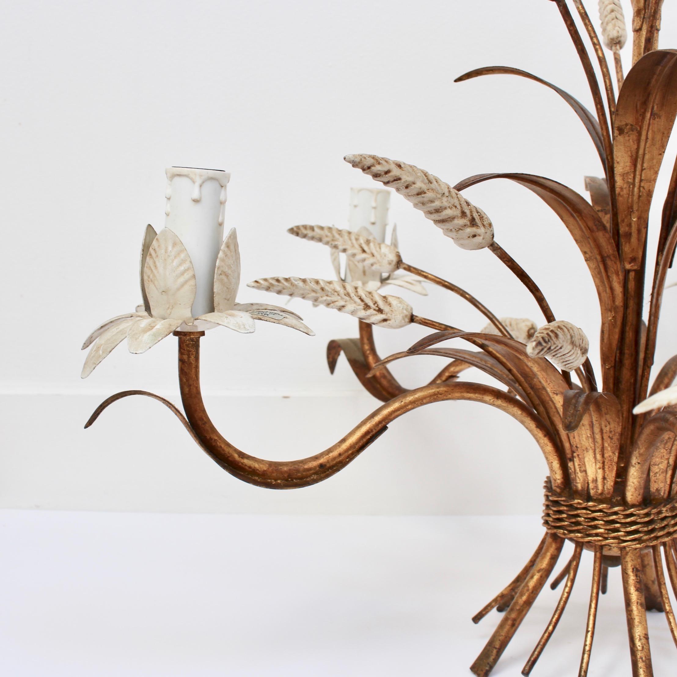 French Decorative Tole Wheat Sheaf Chandelier 'circa 1960s' 5
