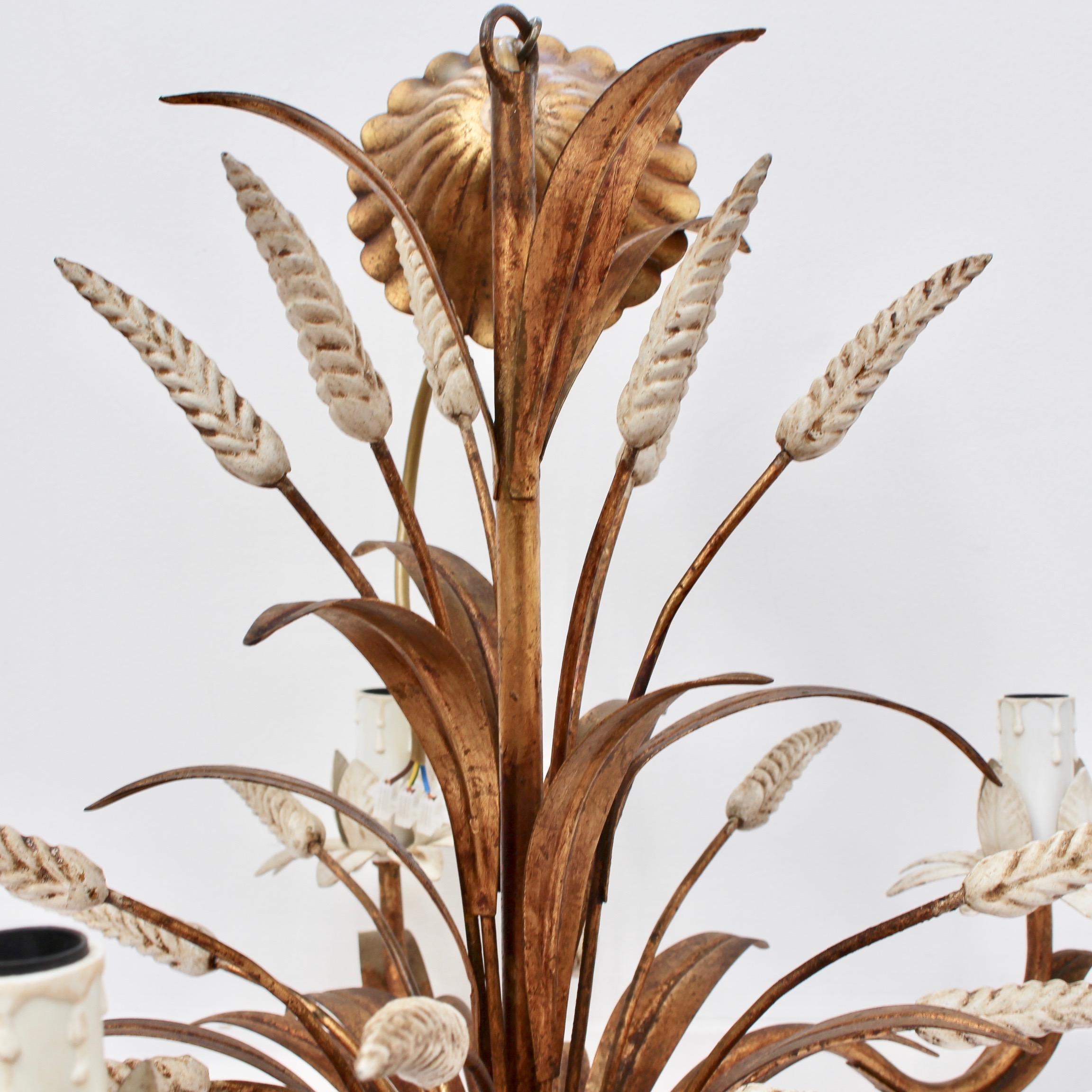 French Decorative Tole Wheat Sheaf Chandelier 'circa 1960s' 8