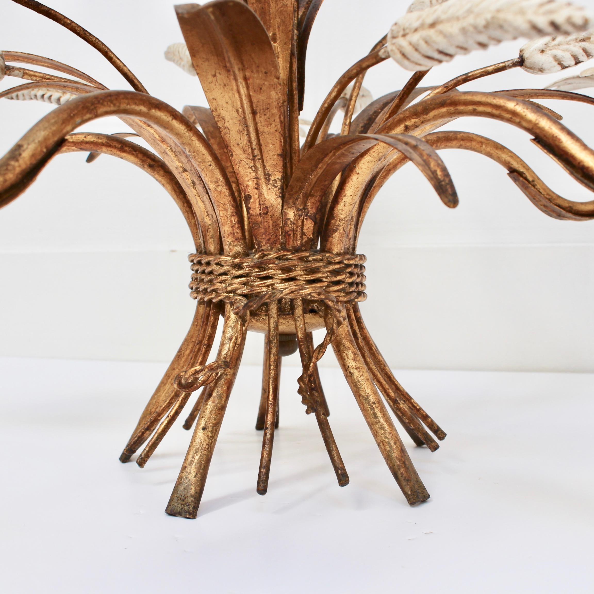 French Decorative Tole Wheat Sheaf Chandelier 'circa 1960s' 9
