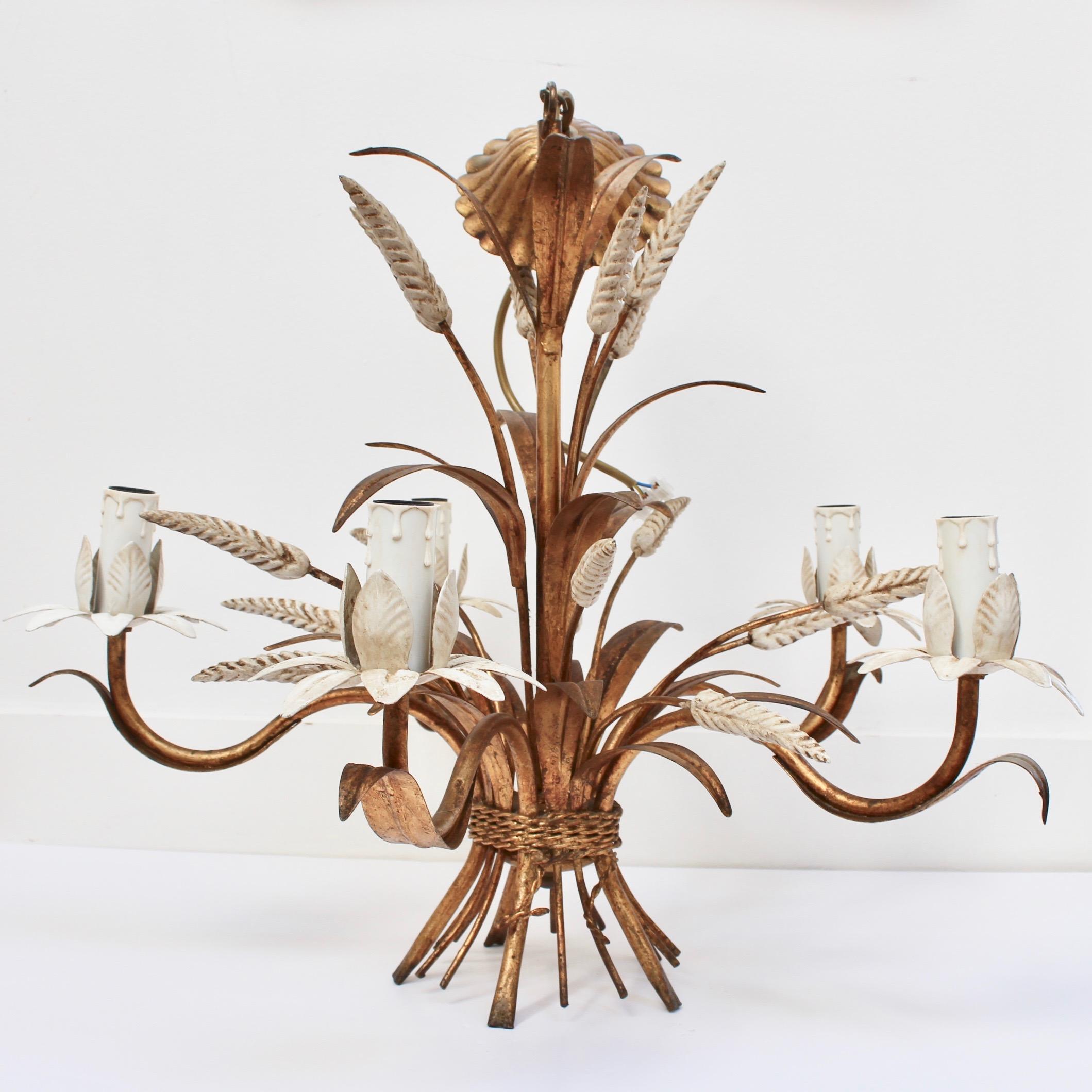 Metal French Decorative Tole Wheat Sheaf Chandelier 'circa 1960s'