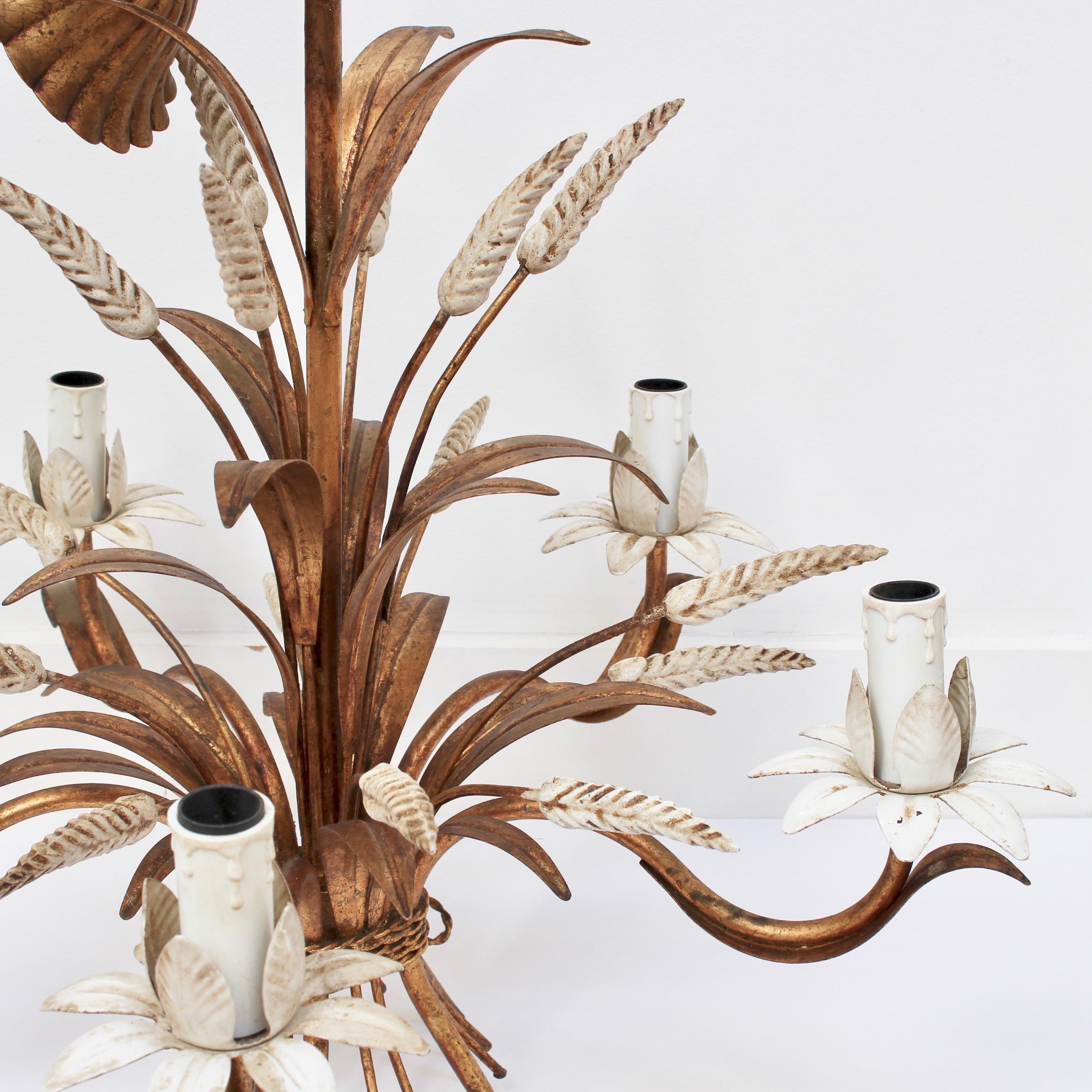French Decorative Tole Wheat Sheaf Chandelier 'circa 1960s' 1