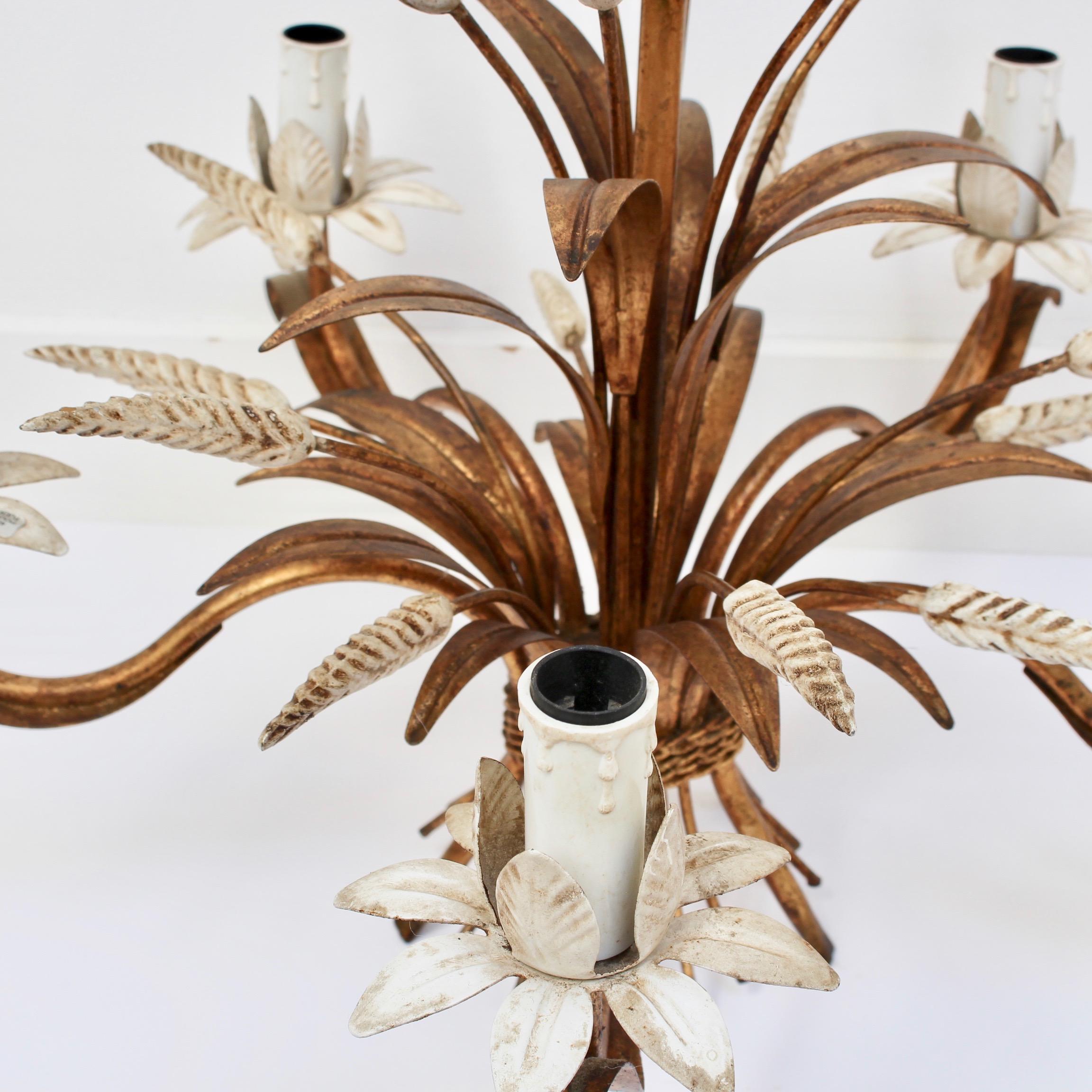 French Decorative Tole Wheat Sheaf Chandelier 'circa 1960s' 3