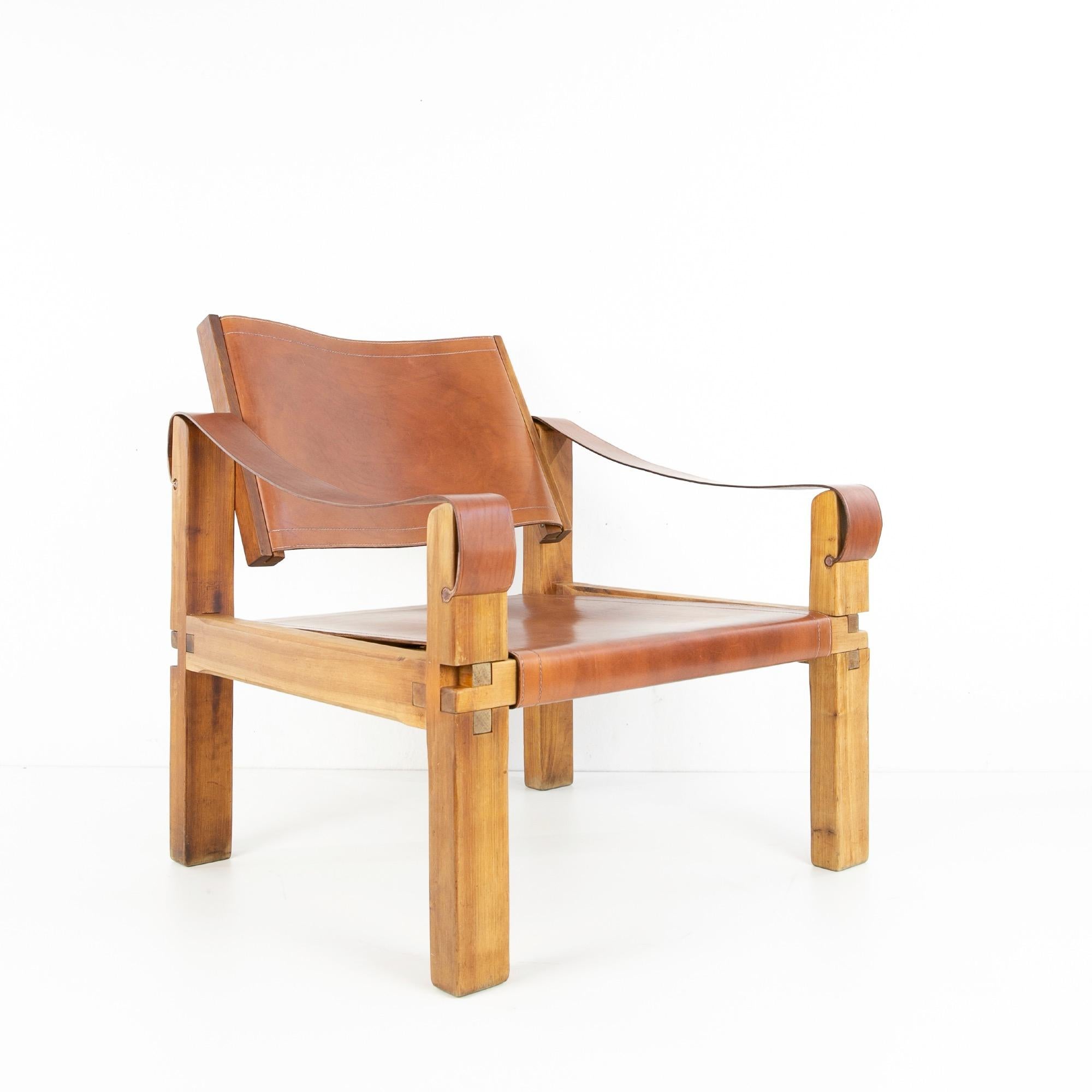 French Decorator Pierre Chapo Sahara or S10 Armchair, Elmwood, Leather 3