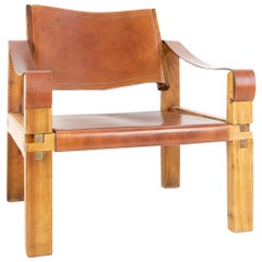 French Decorator Pierre Chapo Sahara or S10 Armchair, Elmwood, Leather