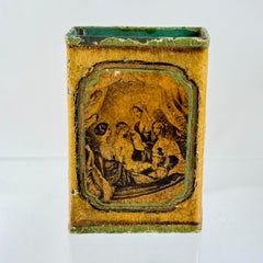 French Decoupage Lacquered Metal Match Book Holder