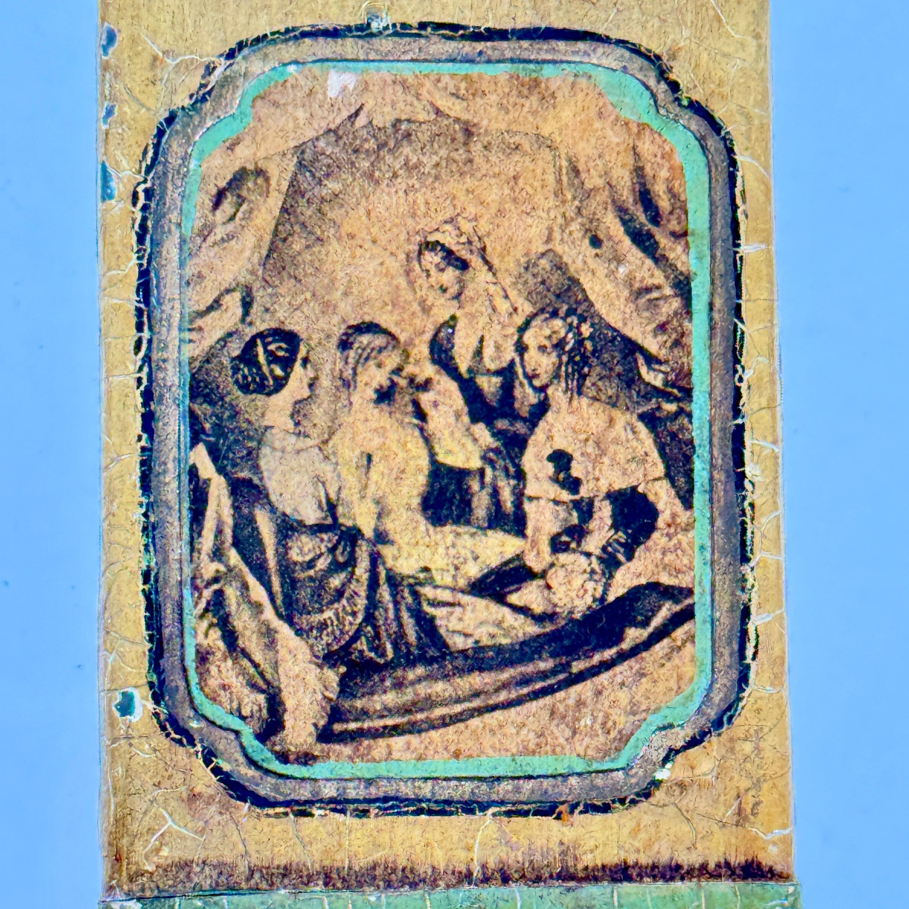 Metallo Portafiammiferi francese in metallo laccato a decoupage in vendita
