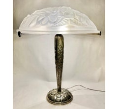 Französische Degue Art Deco Tischlampe von der Pariser Firma Léon Hugue