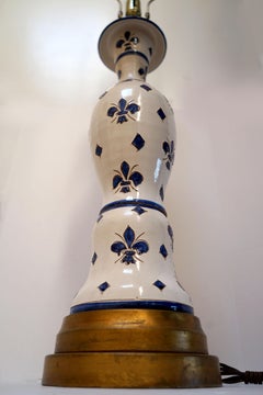 French Delft Style Blue and White Ceramic Table Lamp