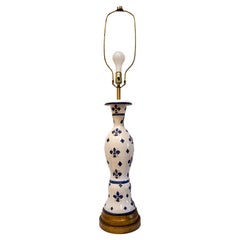 French Delft Style Blue and White Ceramic Table Lamp