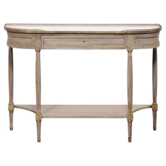 French Demi Console w/Orig. Marble and Brass Gallery Top & Accents, Early 20th C
