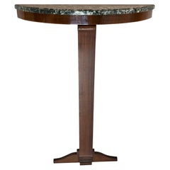 French Demi Lune Art Deco Console Table in Wood and with Marble Top
