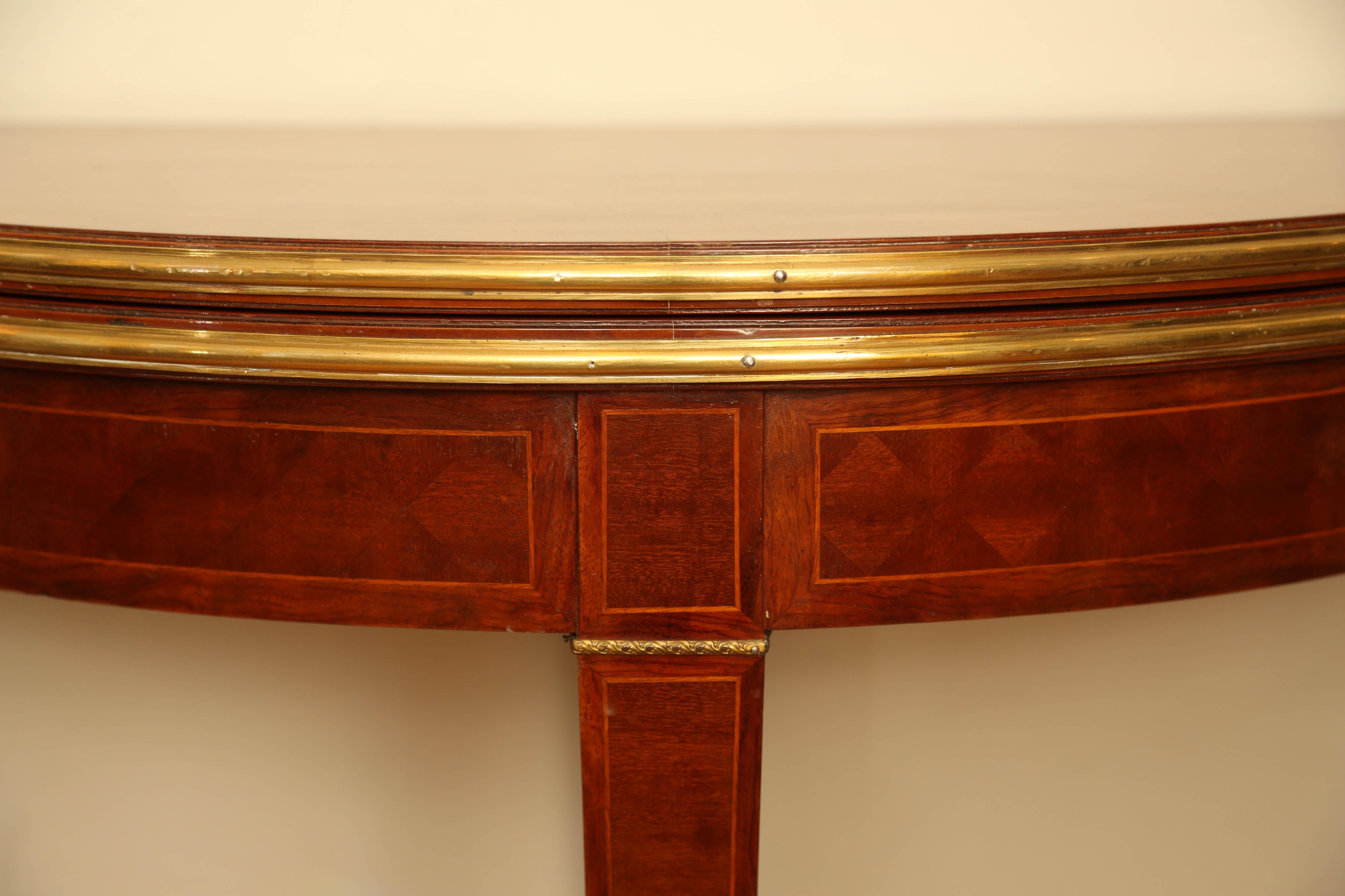 French Folding Demilune Card Table In Good Condition For Sale In West Palm Beach, FL