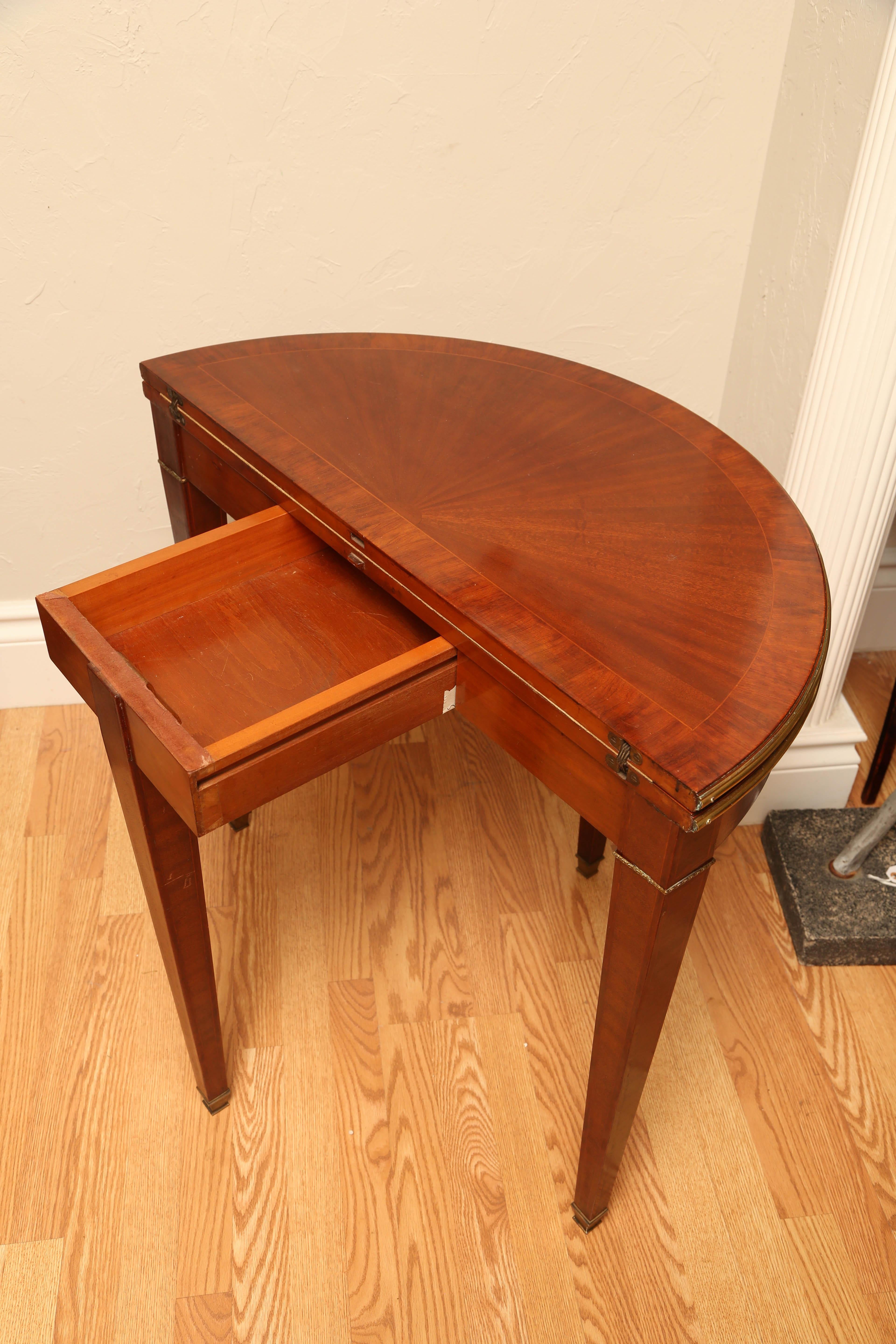 French Folding Demilune Card Table For Sale 2