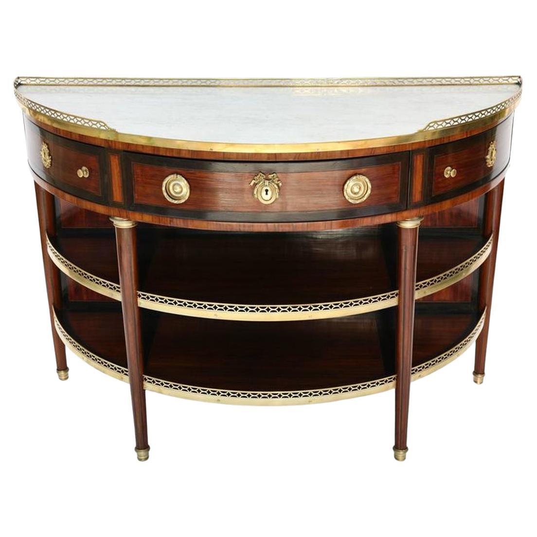 French Demilune Dessert Console with Marble Top For Sale