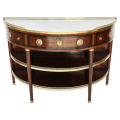Antique French Demilune Dessert Console with Marble Top