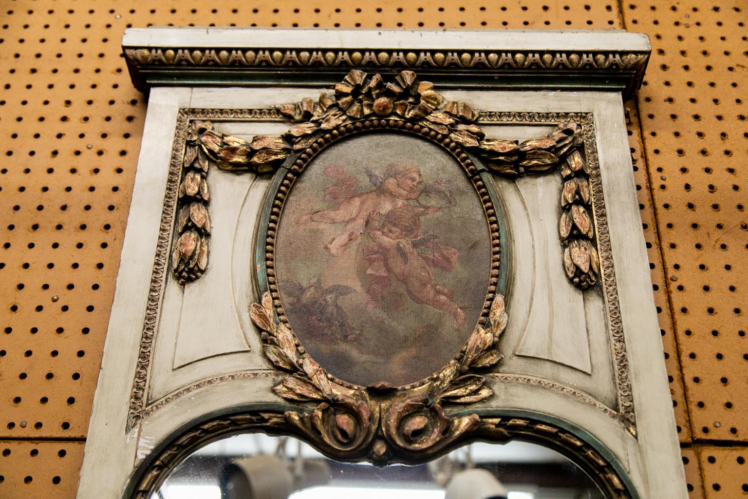 French Demilune Marble Top Pier Mirror For Sale 6