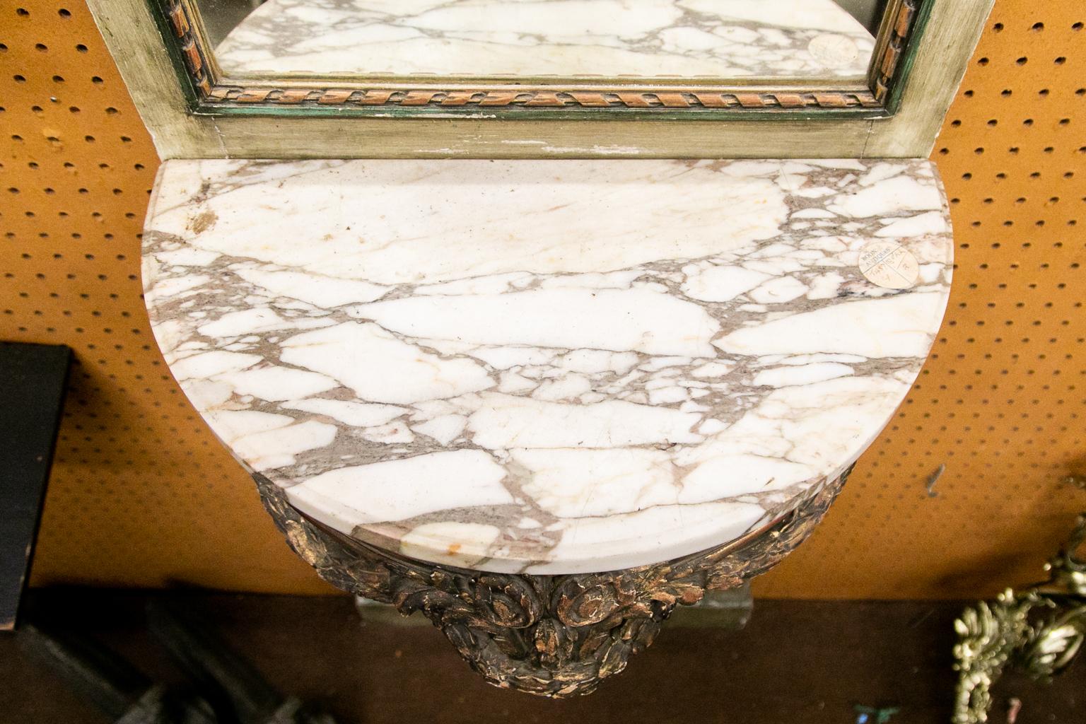 French Demilune Marble Top Pier Mirror For Sale 3